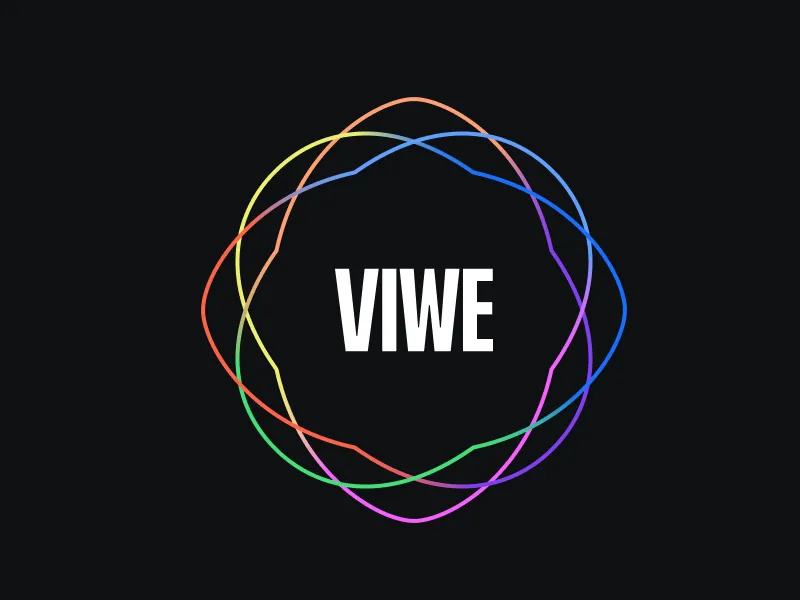 Viwe logomark with eight coloured lines representing dimensions of wellbeing